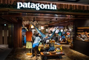 A store with clothing and a Patagonia sign