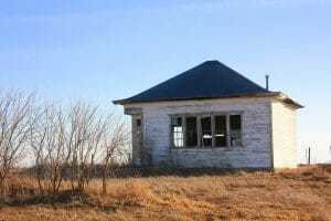 This lonely country school was once a center of education in rural southwest Iowa. Now it stands alone on the prairie.