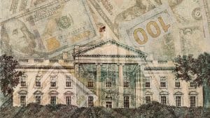 Image of the White House with dollar bills