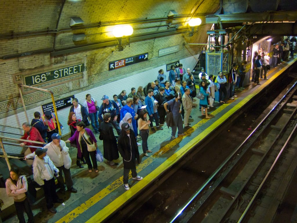 Crowded platform at 168th street after water main break at 110th street knocked out much of the A, B, C, and D lines for nearly 24 hours. Photo: Susan Sermoneta